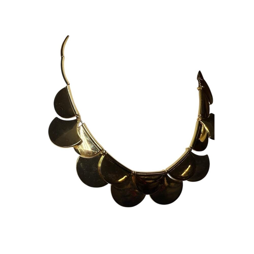 Kate Spade Gold Scallop Statement Necklace Collar Chunky Retired Y2K - Picture 7 of 8